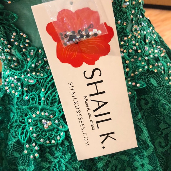 Green prom dress with tiny rhinestones - Picture 7 of 8